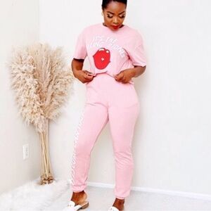 Rolling Stones Matching Lounge track pants and crop top size XXL